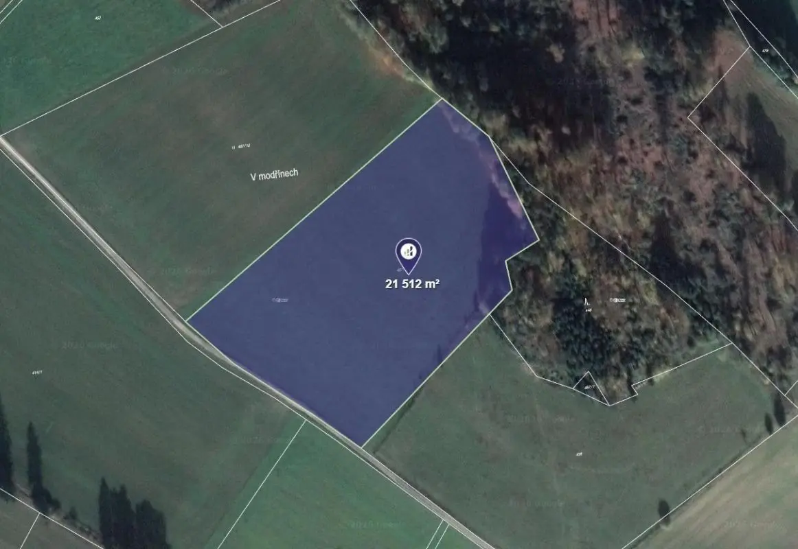 Prodej pozemku 21512 m², Vyskytná nad Jihlavou - Jiřín · Kraj Vysočina