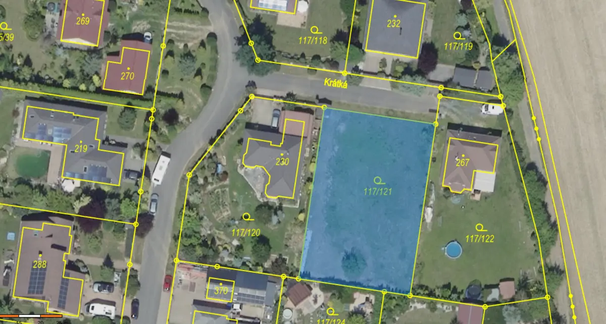 Prodej pozemku 1040 m², Krátká · Křenice u Prahy · Křenice