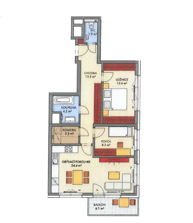 Prodej bytu 3+kk 73 m², Honzíkova · Dolní Měcholupy
