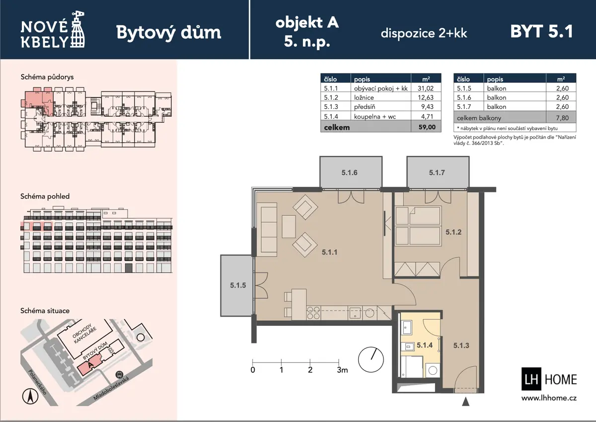 Pronájem bytu 2+kk 59 m², Mladoboleslavská · Kbely