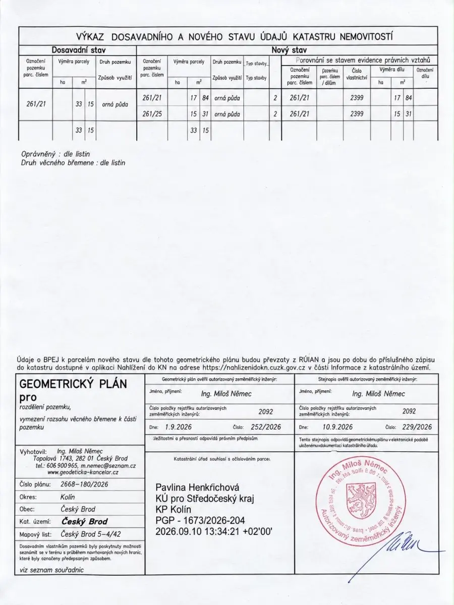Prodej pozemku 3315 m², Český Brod