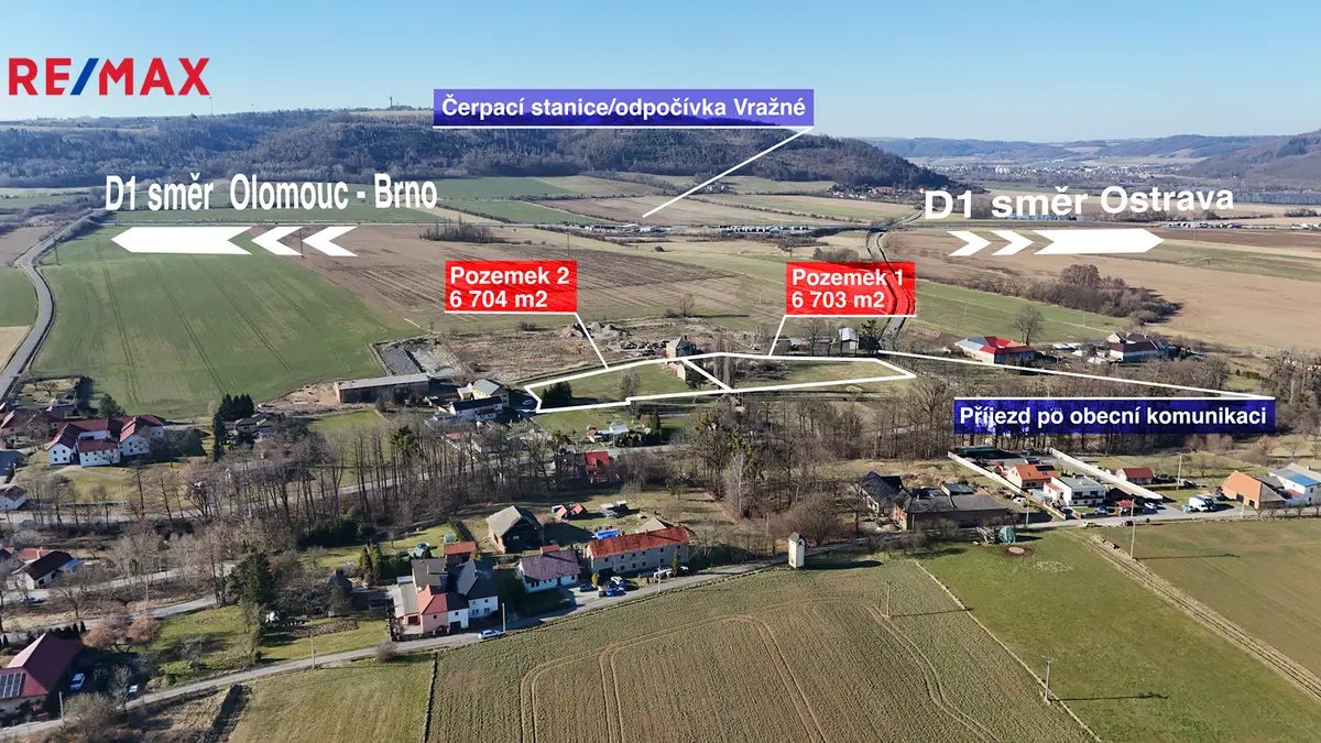 Prodej pozemku 13407 m², Vražné – část obce