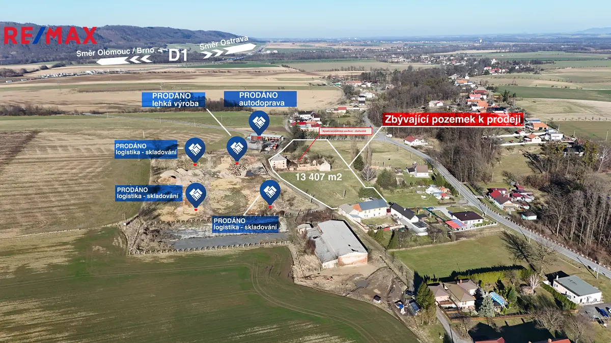 Prodej komerčního prostoru 2764 m², Vražné – část obce Hynčice u Vražného