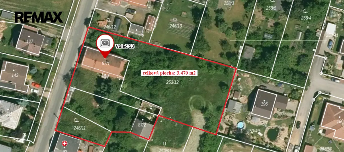 Prodej pozemku 3470 m², Voleč · okres Pardubice