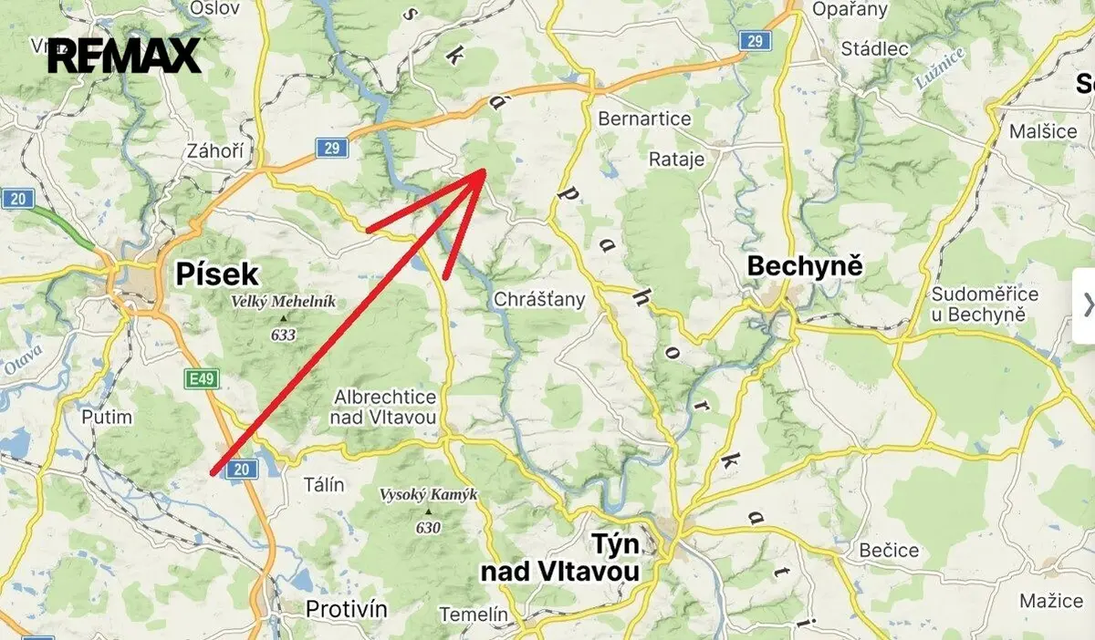 Prodej pozemku 654 m², Olešná – část obce Olešná nad Vltavou