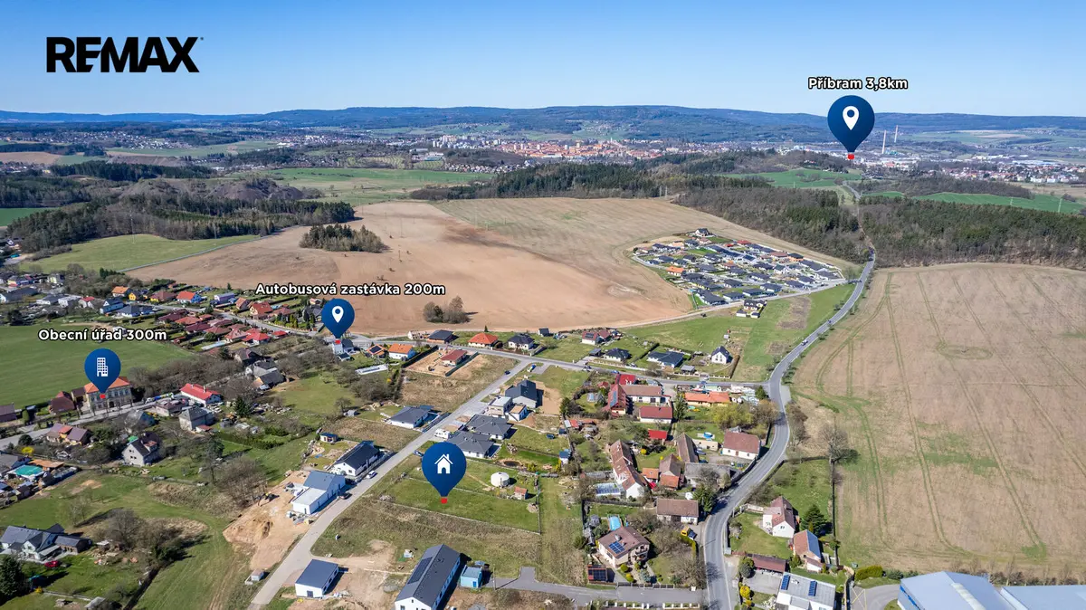 Prodej pozemku 1205 m², Háje – část obce Háje u Příbramě