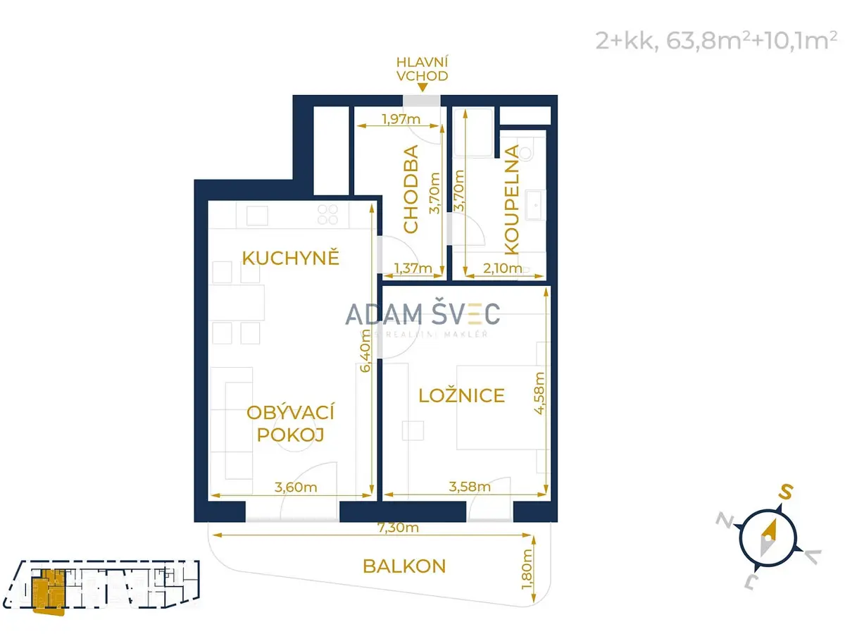 Pronájem bytu 2+kk 63 m², Ostravská · Staré Hodolany a Bělidla · Olomouc