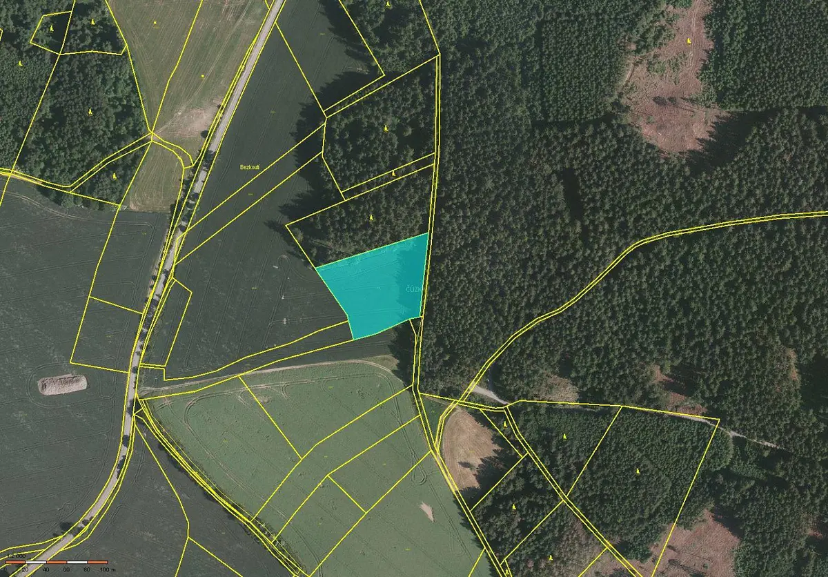 Prodej pozemku 23308 m², Červený Újezd - Třetužel · okres Benešov