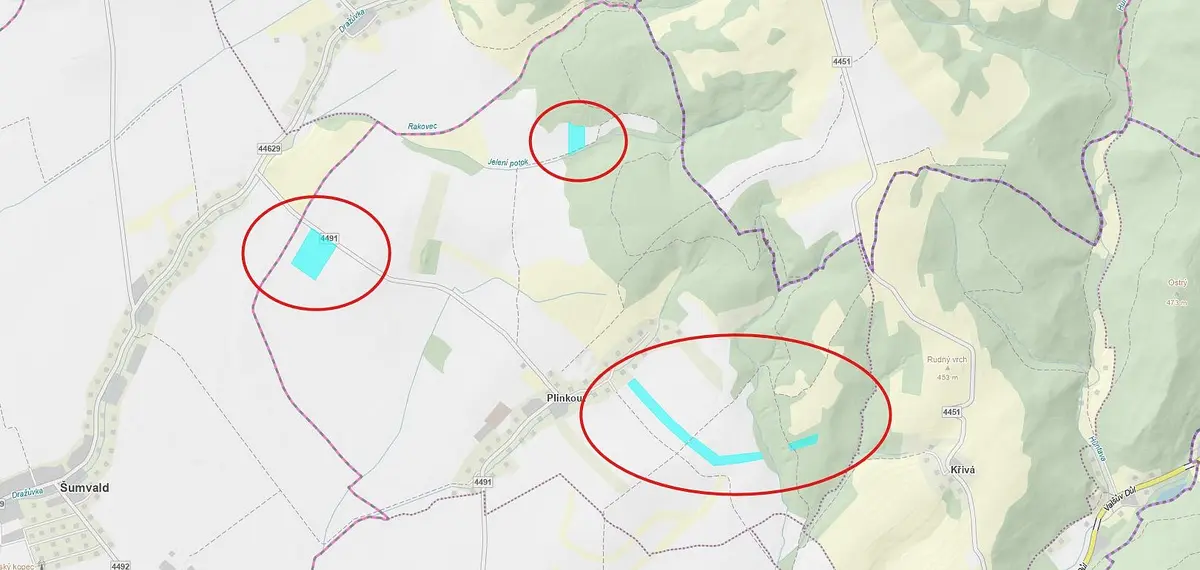 Prodej pozemku 97508 m², Plinkout · Dlouhá Loučka