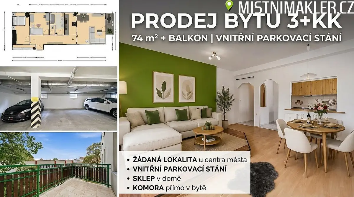 Prodej bytu 3+kk 74 m², U stadionu · Olomouc-střed · Olomouc