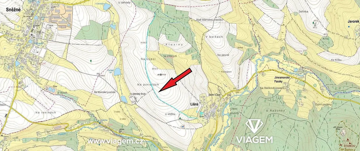 Prodej pozemku 4611 m², Líšná · okres Žďár nad Sázavou