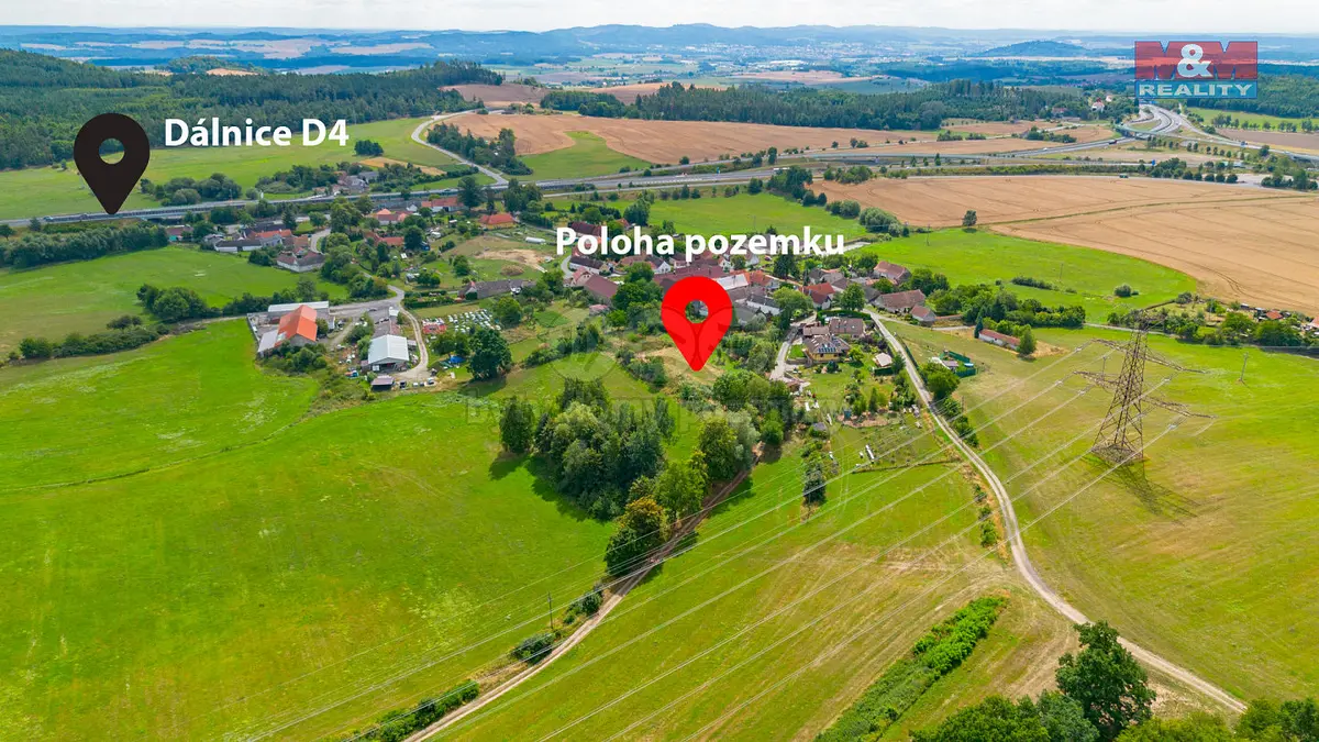 Prodej pozemku 1923 m², Předotice - Třebkov · okres Písek