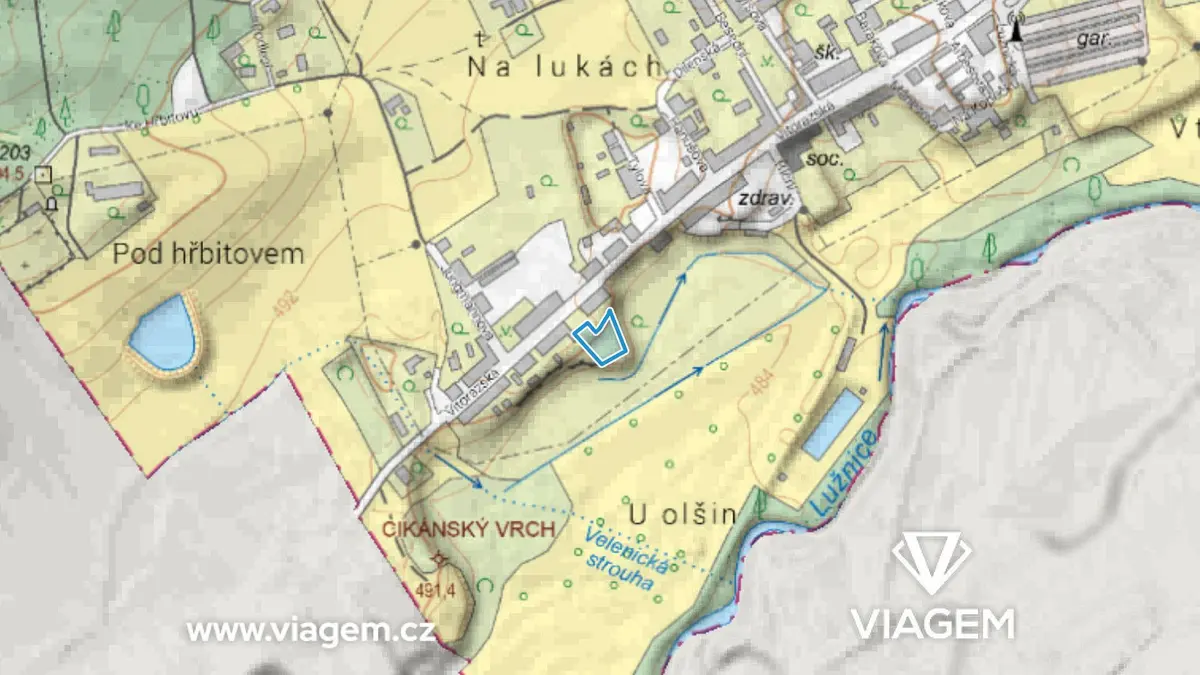 Prodej pozemku 381 m², České Velenice · okres Jindřichův Hradec