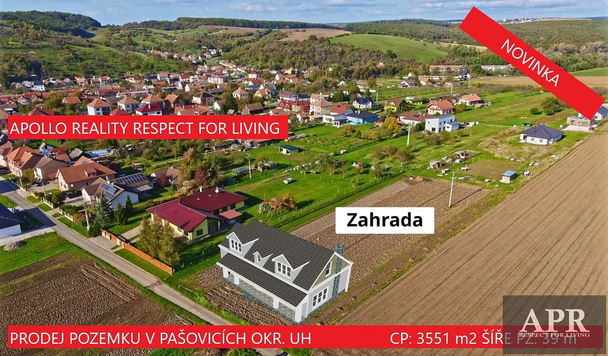 Prodej pozemku 551 m², Pašovice · okres Uherské Hradiště