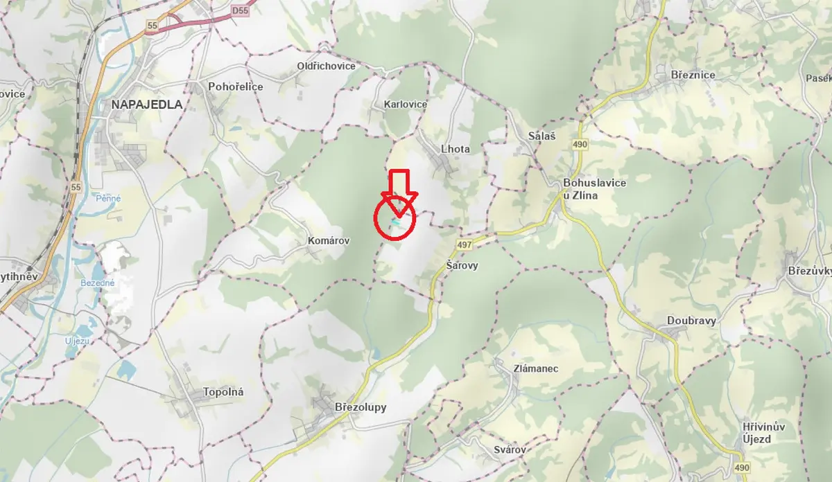 Prodej pozemku 2437 m², Lhota - Nová Huť