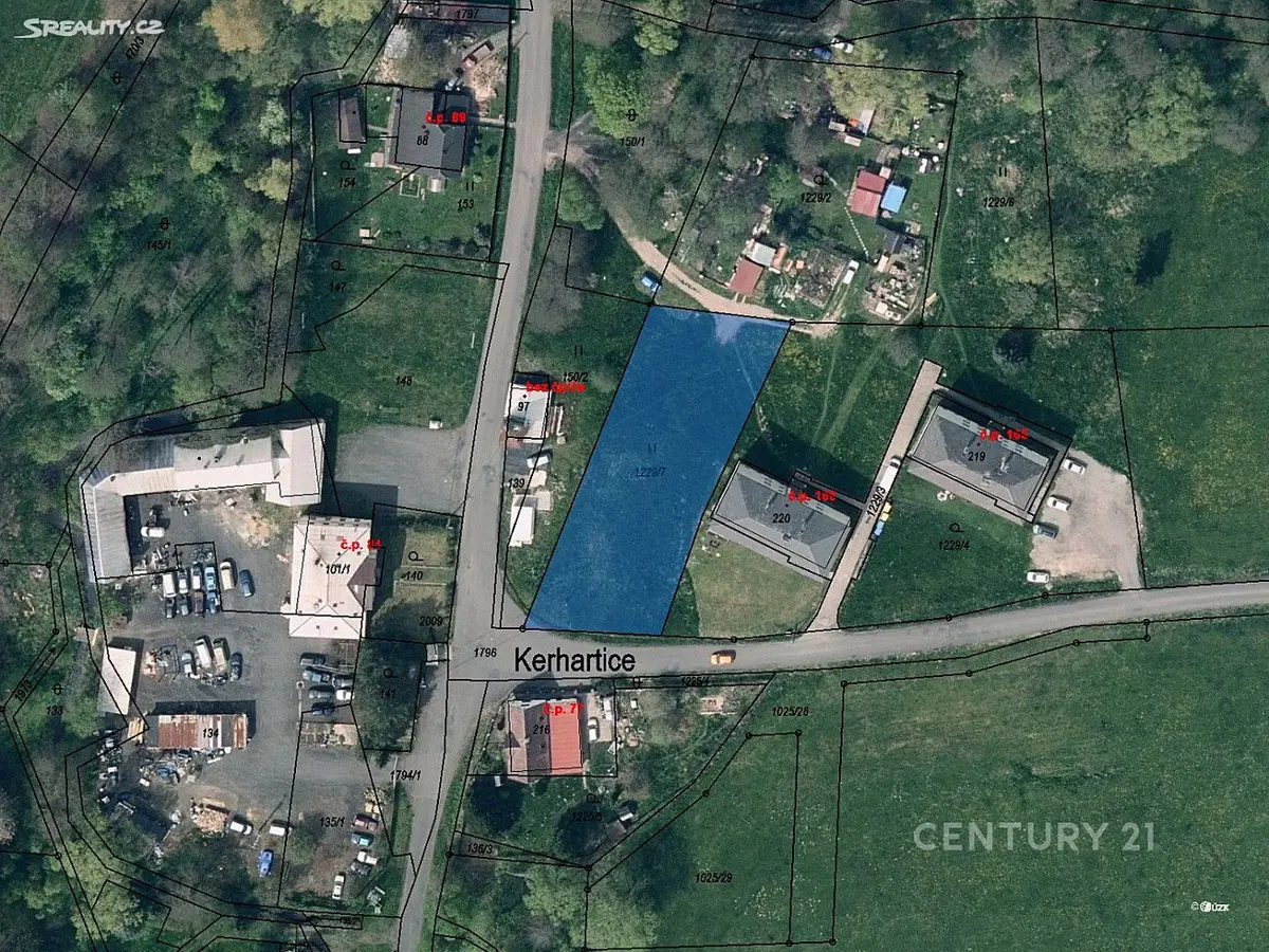 Prodej pozemku 1531 m², Kerhartice · Česká Kamenice