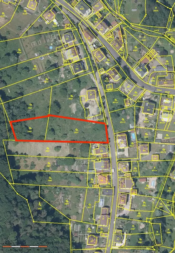 Prodej pozemku 2637 m², Tělocvičná · Bělá u Děčína · Děčín