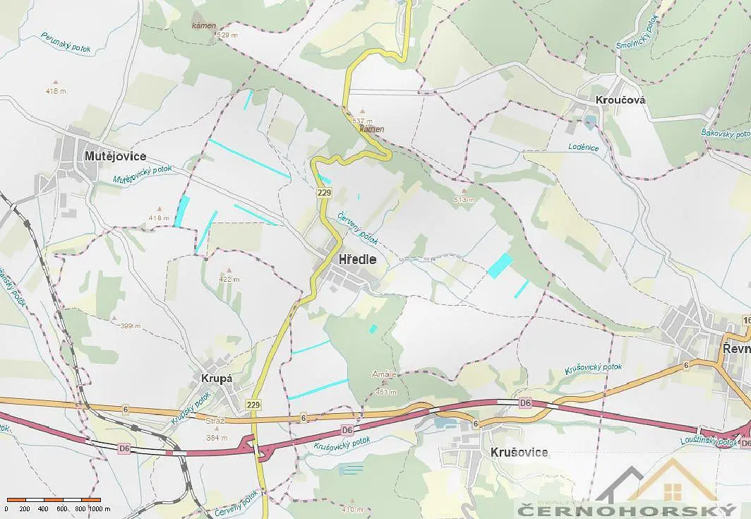 Prodej pozemku 42018 m², Hředle · okres Rakovník