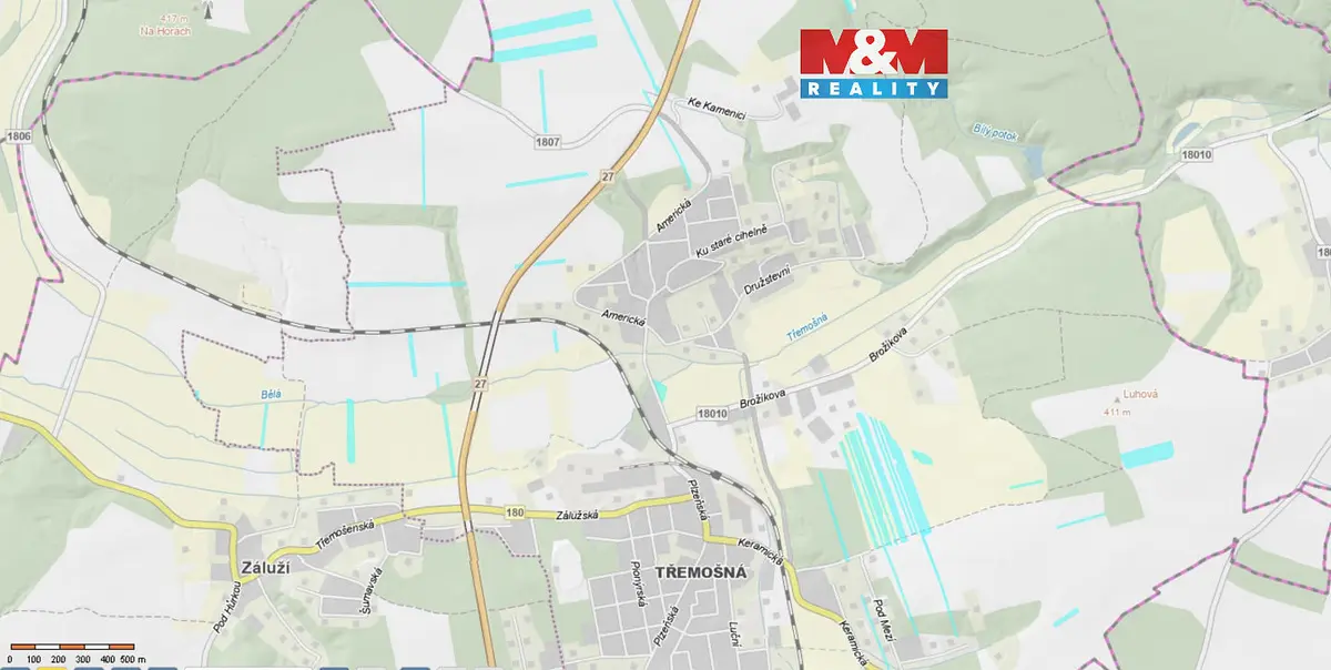 Prodej pozemku 595 m², Třemošná · okres Plzeň-sever