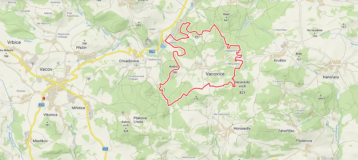 Prodej pozemku 567 m², Vacovice · okres Strakonice