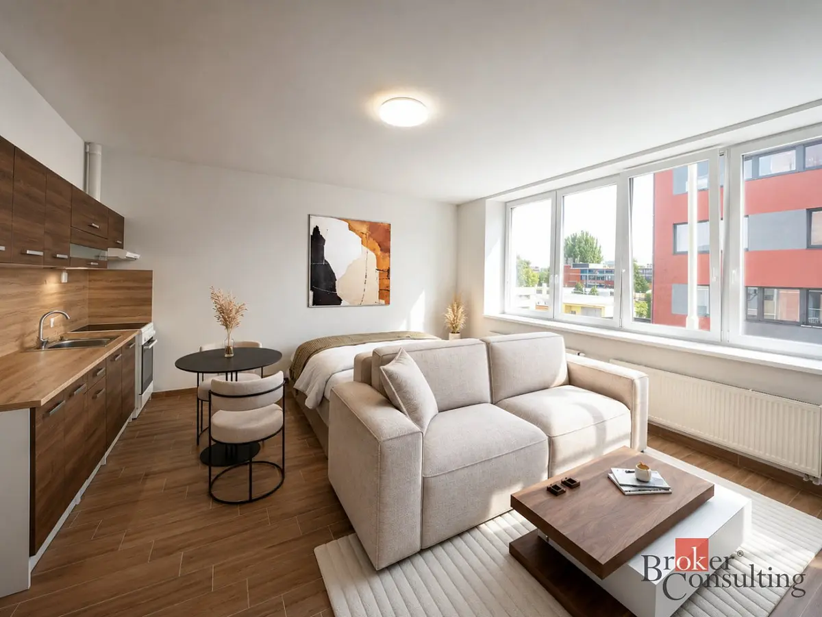 Prodej bytu 1+kk 37 m², Na Harfě · Vysočany