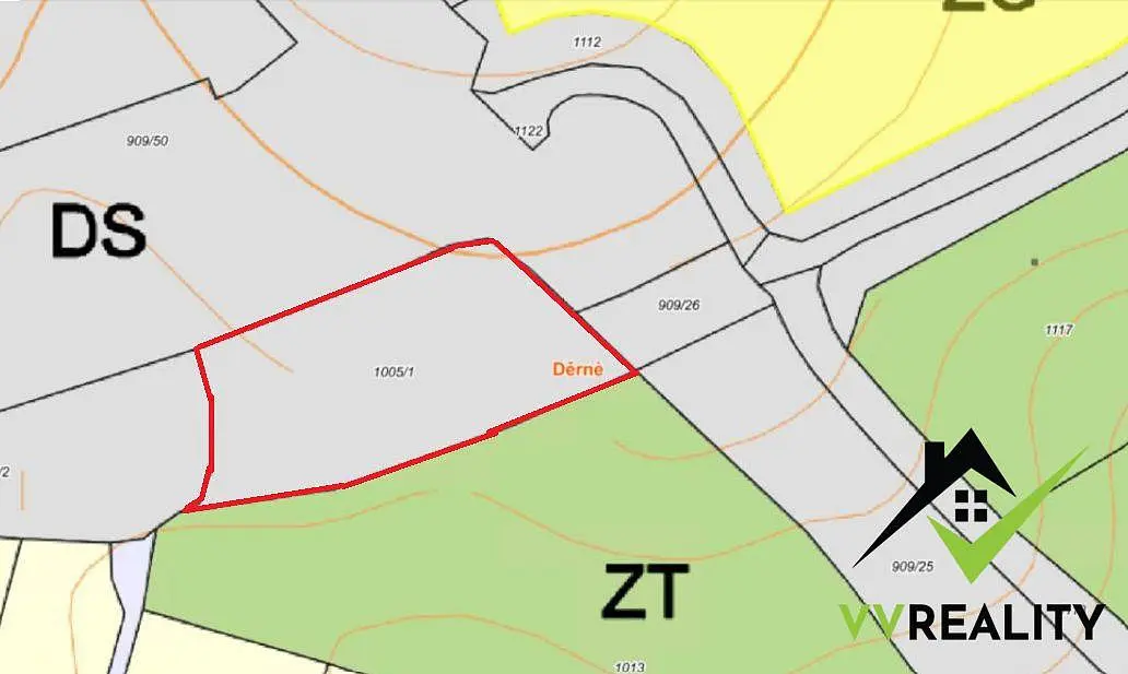 Prodej pozemku 3730 m², Děrné · Fulnek