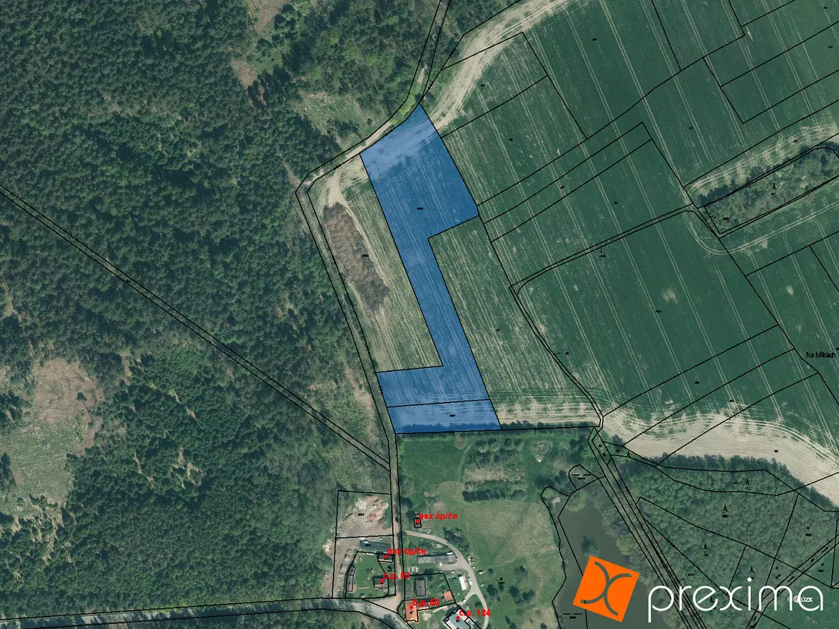 Prodej pozemku 4388 m², Únětice · okres Plzeň-Jih