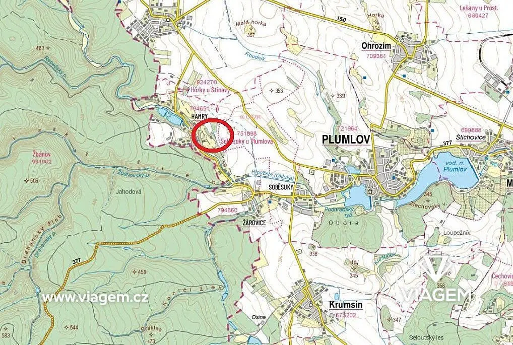 Prodej pozemku 1096 m², Hamry · Plumlov