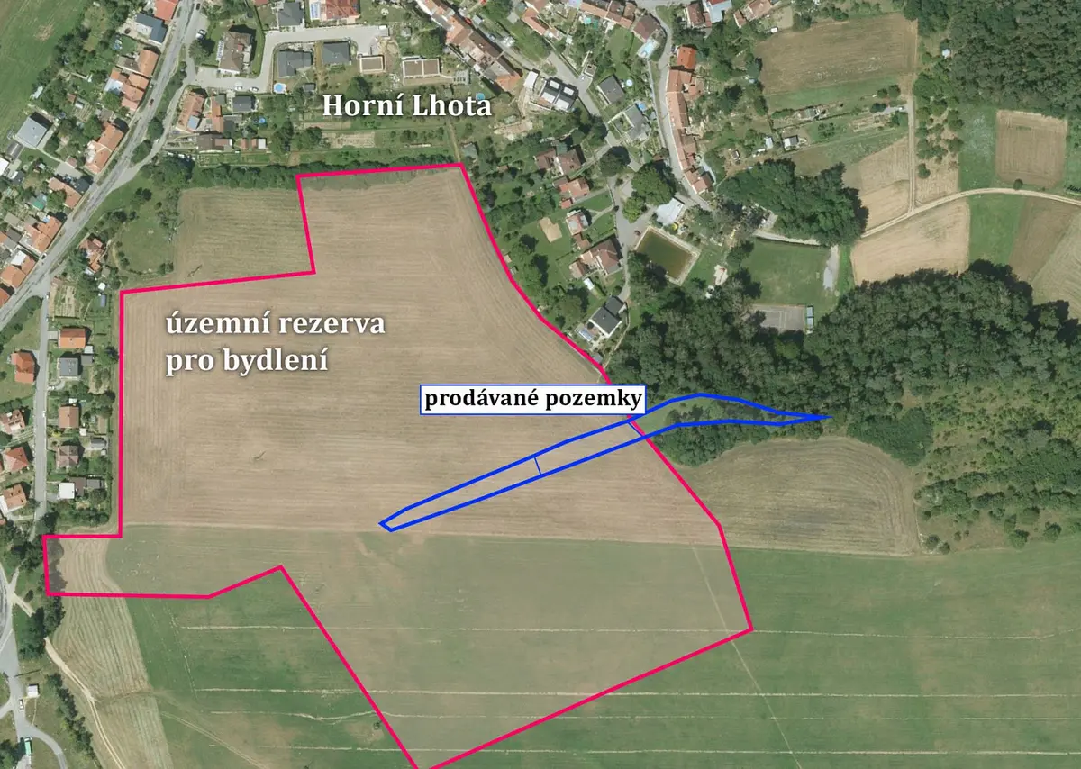Prodej pozemku 2837 m², Horní Lhota u Blanska · Blansko