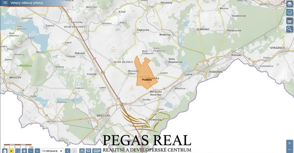 Prodej pozemku 450 m², Prušánky · okres Hodonín