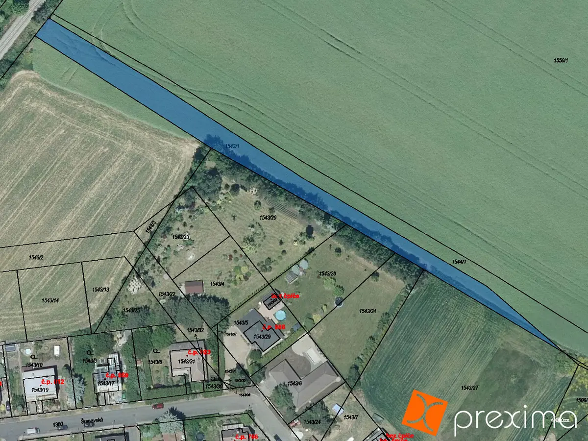 Prodej pozemku 1221 m², Podbořany · okres Louny