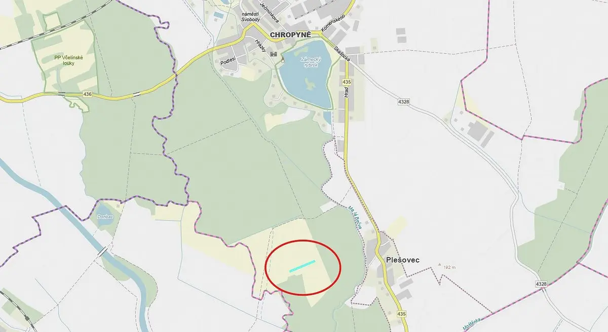 Prodej pozemku 3921 m², Chropyně · okres Kroměříž