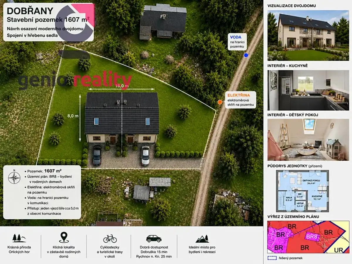 Prodej pozemku 1607 m², Dobřany v Orlických horách · Dobřany