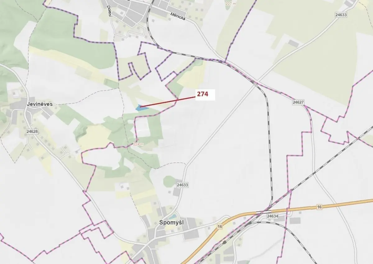 Prodej pozemku 4557 m², Jeviněves