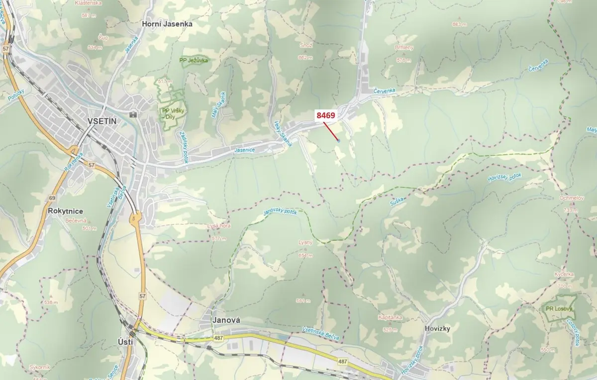 Prodej pozemku 1957 m², Vsetín