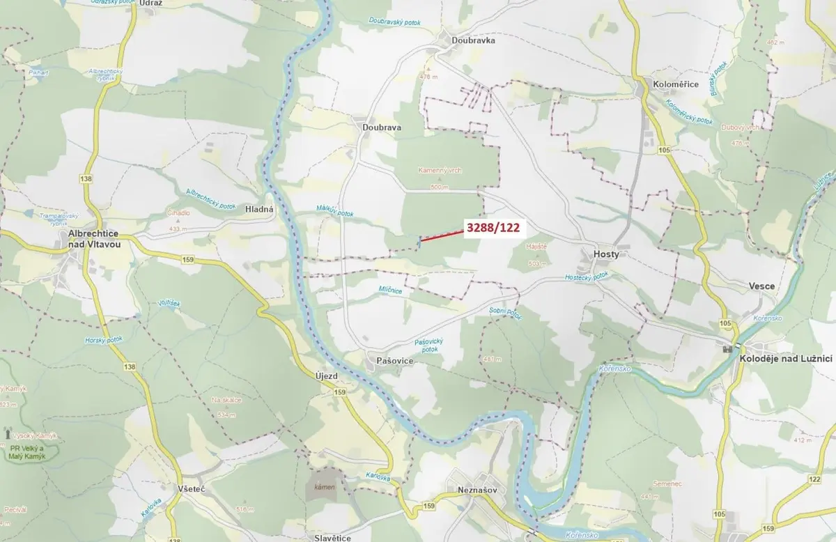 Prodej pozemku 1942 m², Hosty