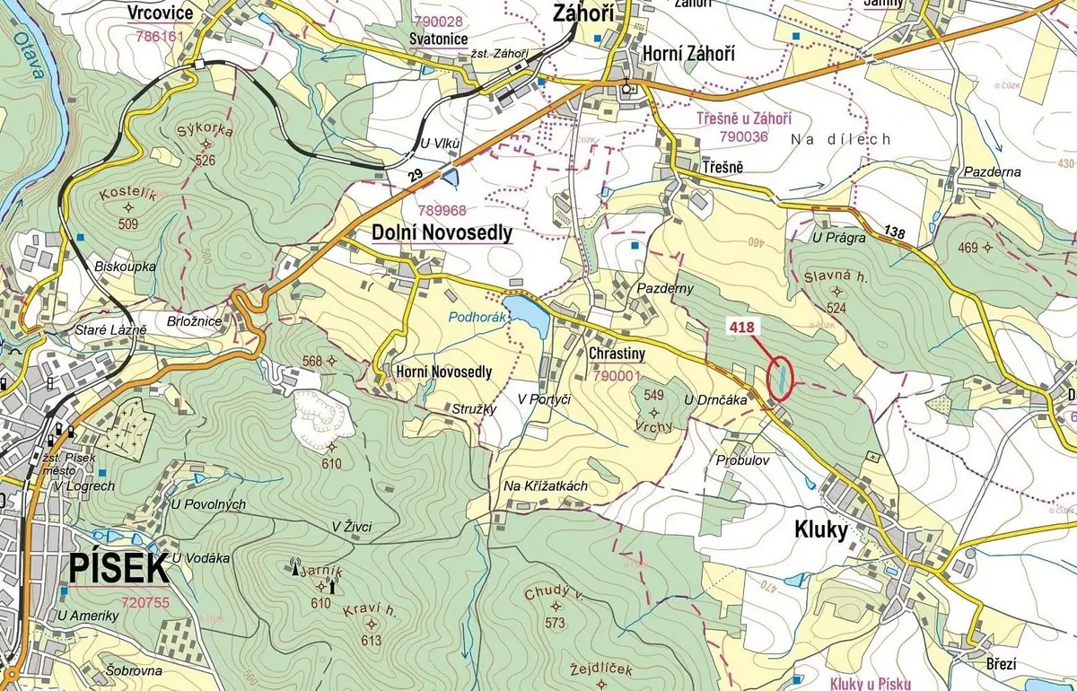 Prodej pozemku 4422 m², Třešně u Záhoří · Dolní Novosedly