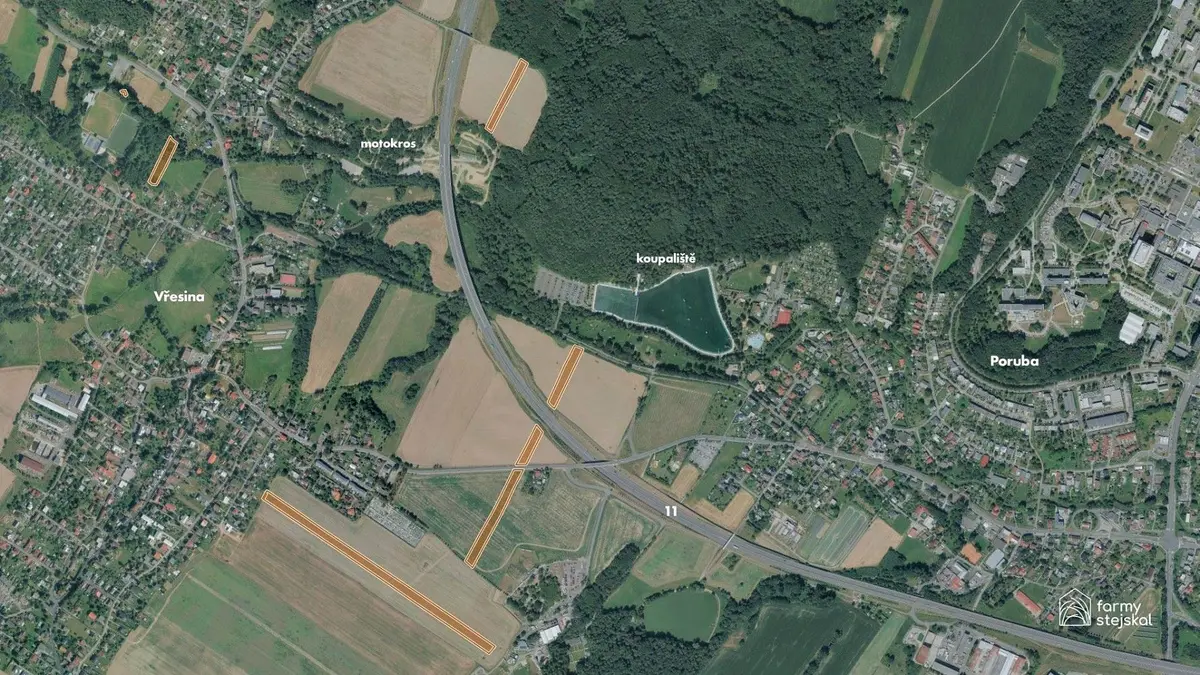 Prodej pozemku 34442 m², Zahrádkářská · Vřesina u Bílovce · Vřesina