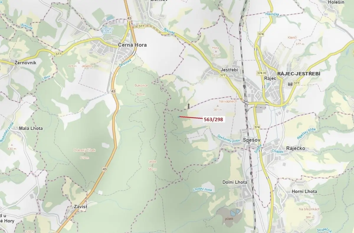 Prodej pozemku 1372 m², Spešov