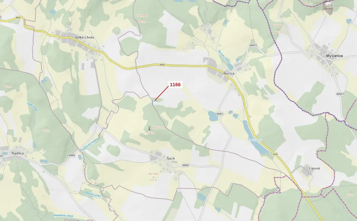 Prodej pozemku 557 m², Olší · okres Jihlava Kraj Vysočina