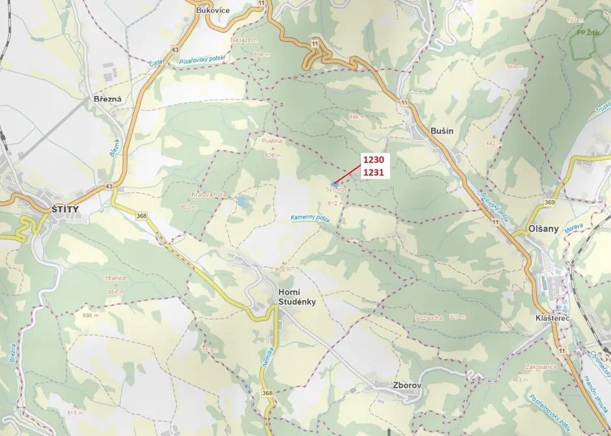Prodej pozemku 7904 m², Horní Studénky