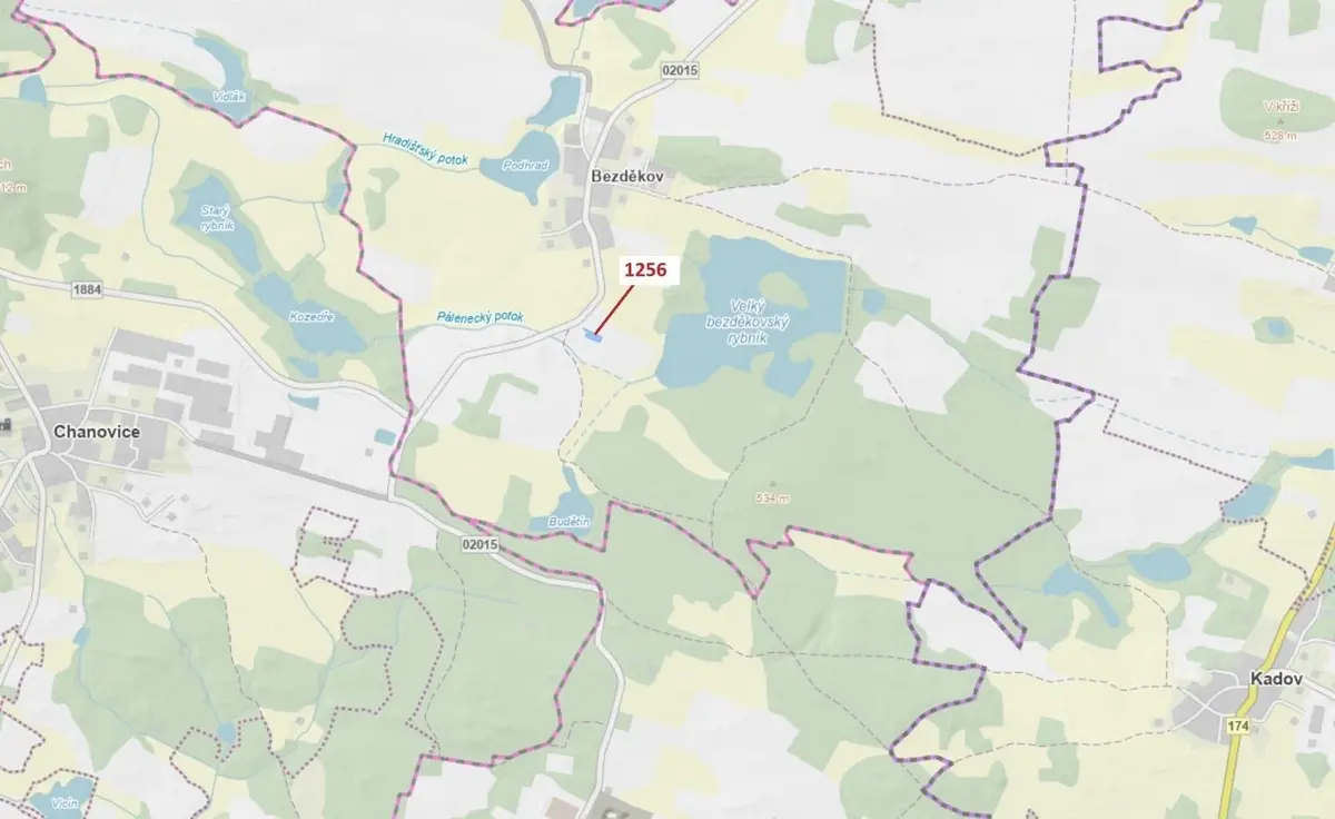 Prodej pozemku 1284 m², Bezděkov u Kasejovic · Hradiště