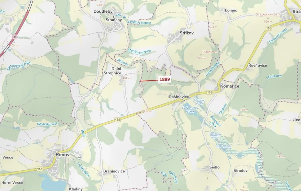 Prodej pozemku 265 m², Dolní Stropnice · Římov