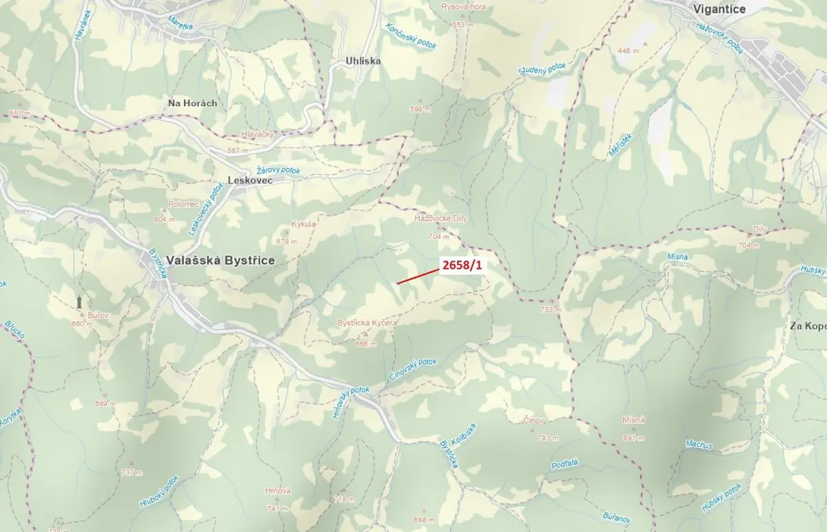 Prodej pozemku 749 m², Valašská Bystřice