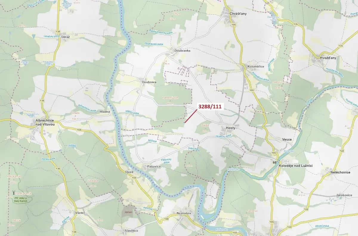 Prodej pozemku 978 m², Hosty