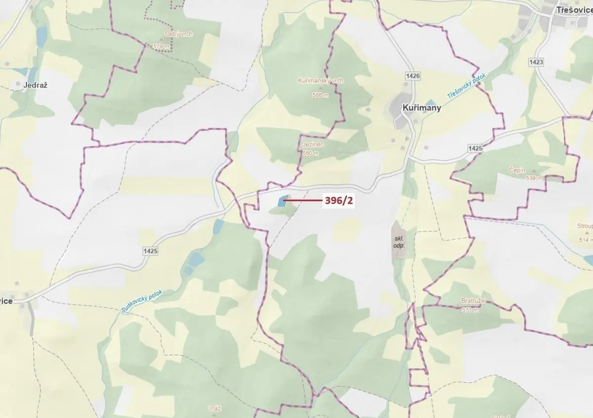 Prodej pozemku 3340 m², Kuřimany