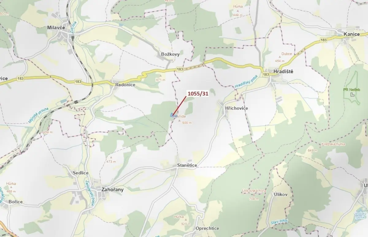 Prodej pozemku 9168 m², Radonice u Milavčí · Milavče