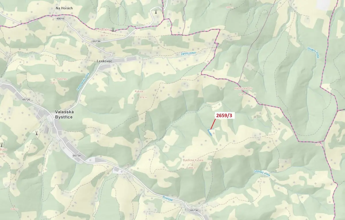 Prodej pozemku 1928 m², Valašská Bystřice