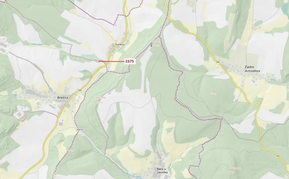 Prodej pozemku 303 m², Březina u Moravské Třebové · Březina