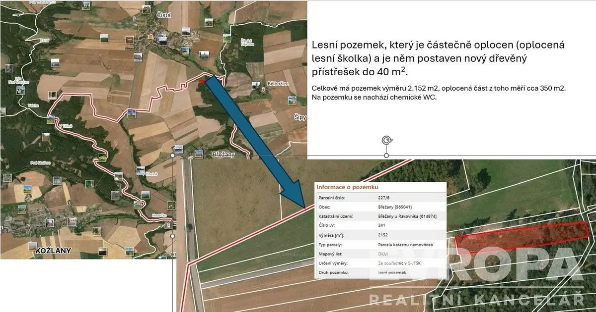Prodej pozemku 2152 m², Břežany u Rakovníka · Břežany